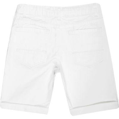 Boys white denim skinny shorts
